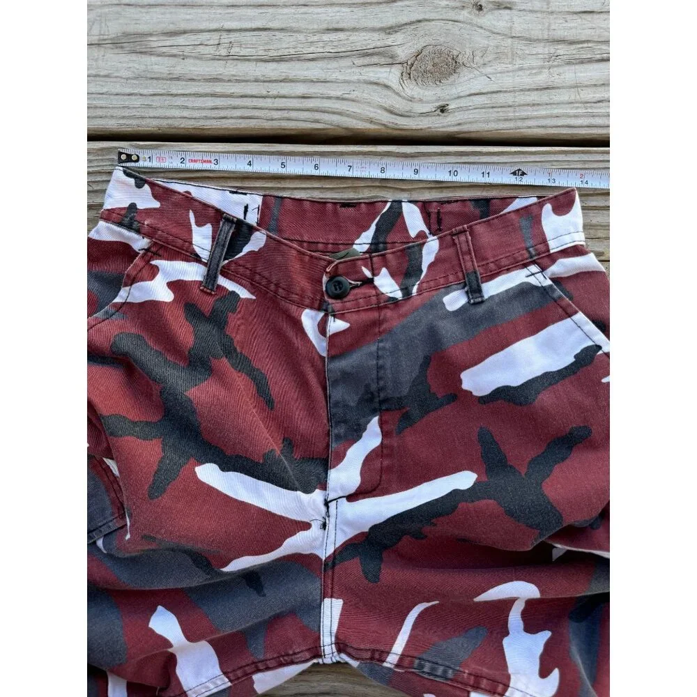 RED BLACK GREY‎ CAMO STRAIGHT CARGO PANTS MEN'S WAIST 27